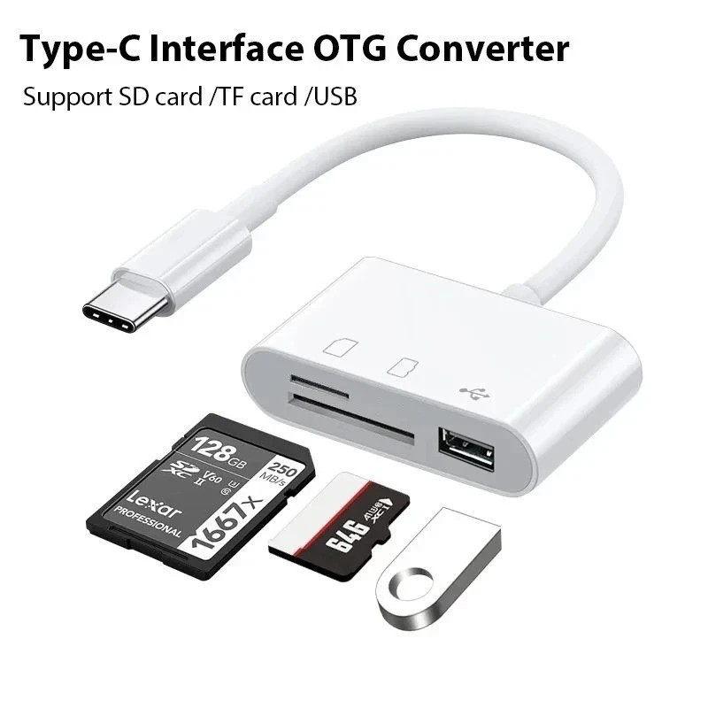 USB C SD Card Reader OTG Adapter Micro SD TF CF for USB-C Android Laptop