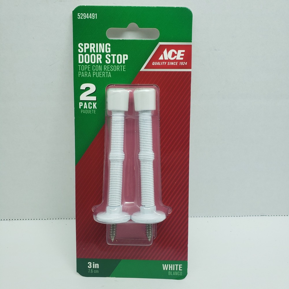 ACE Spring Door Stop White  2 Pack  3"  #5294491