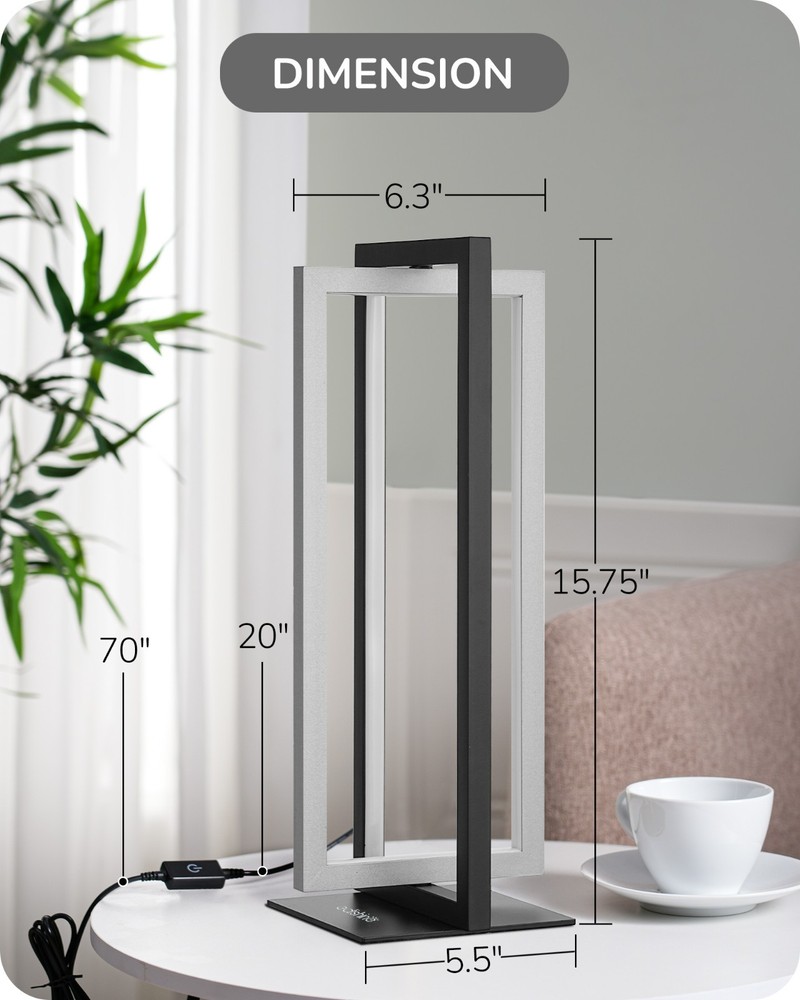 Modern LED Table Lamp, 750LM Stepless Dimmable Bedside Lamp, Adjustable