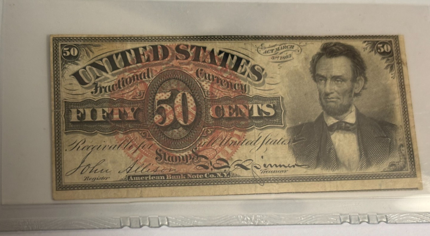 Fourth Issue 50 Cents Fractional Currency Note Fr. 1374 Lincoln PMG 25 Very Fine