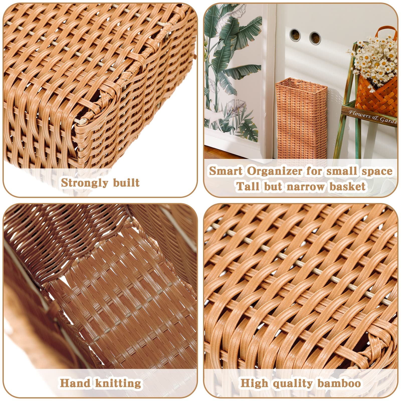 Umbrella Stand for Entryway Handmade Umbrella Holder Freestanding Cane Stand Nat