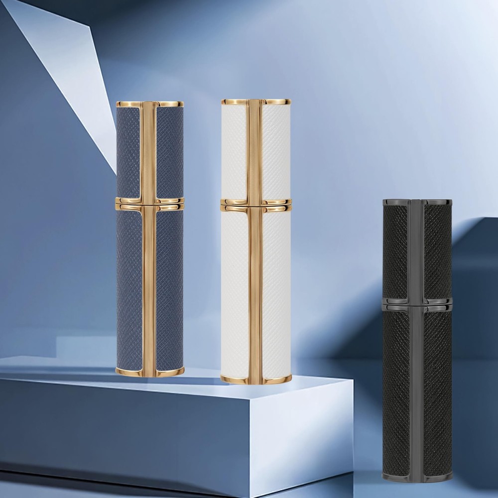 Perfume Atomizer 5ml Leather Refillable Spray Bottle for Travel Black Case