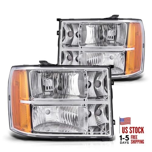 Sierra Headlight Housing from, Replacement Headlight Assembly for Chrome-Amber