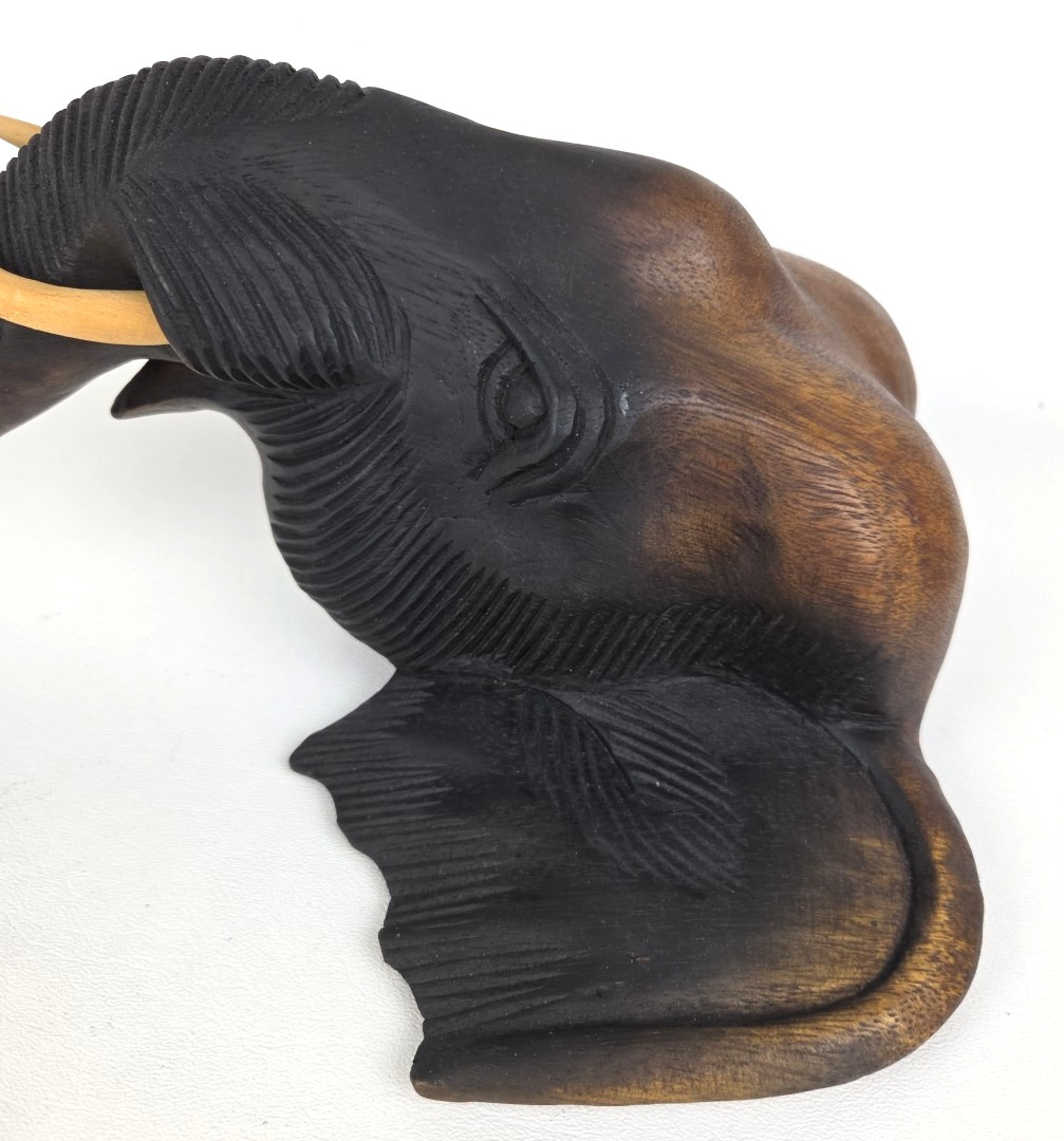 12” Wooden Thai Elephant Head Hand Carved Hanging Wall Home Decor Boho Gift