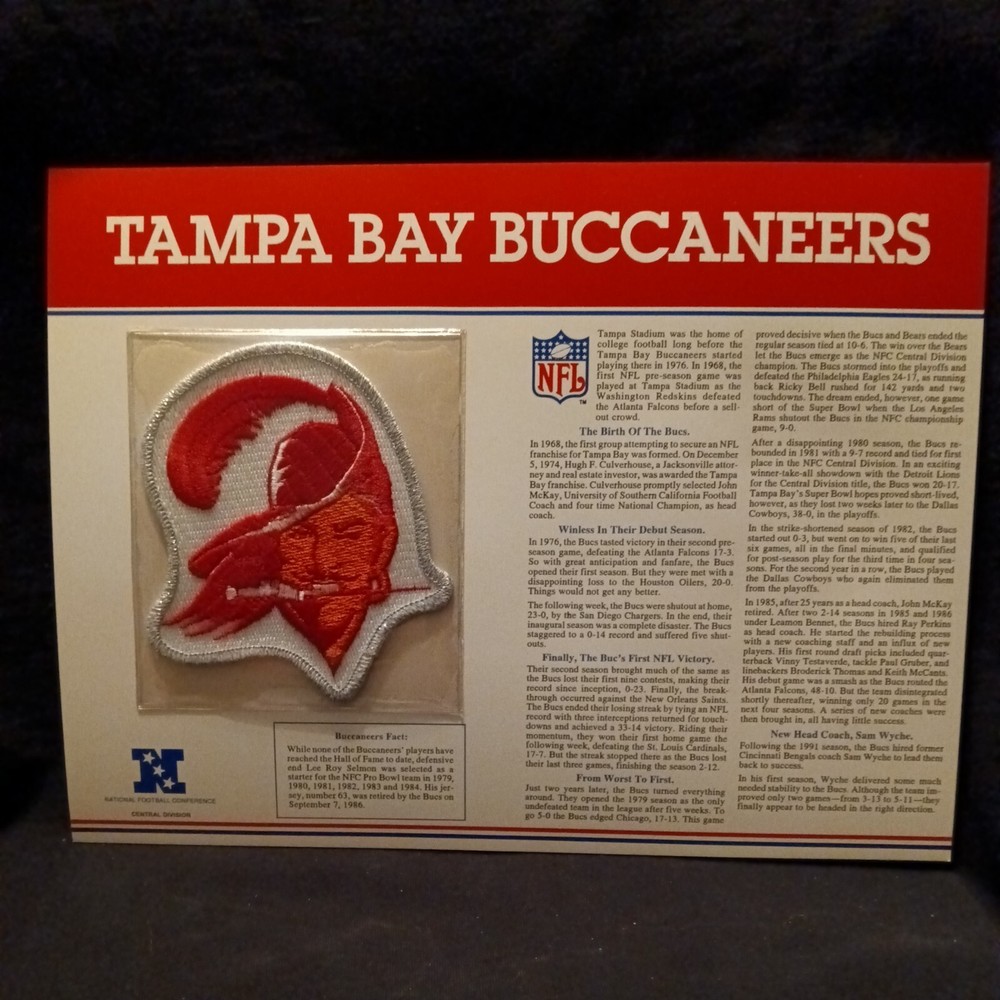 WILLABEE & WARD BUCCANEERS TEAM EMBLEM PATCH VITAL STATISTICS SHEET