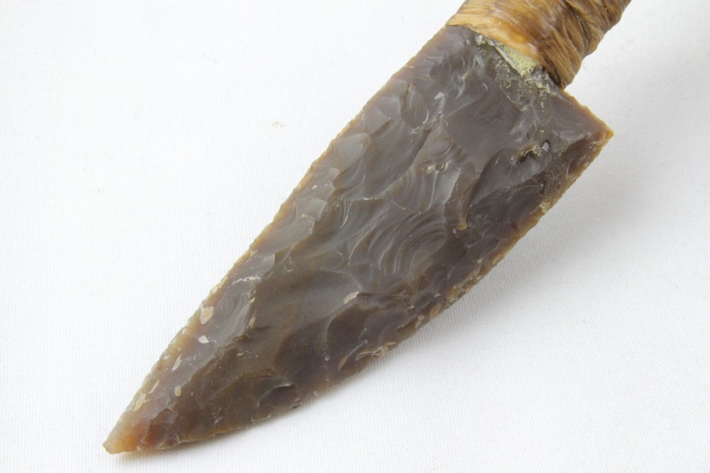 NATIVE AMERICAN INSPIRED DAGGER WITH STONE BLADE #3 (9.5")