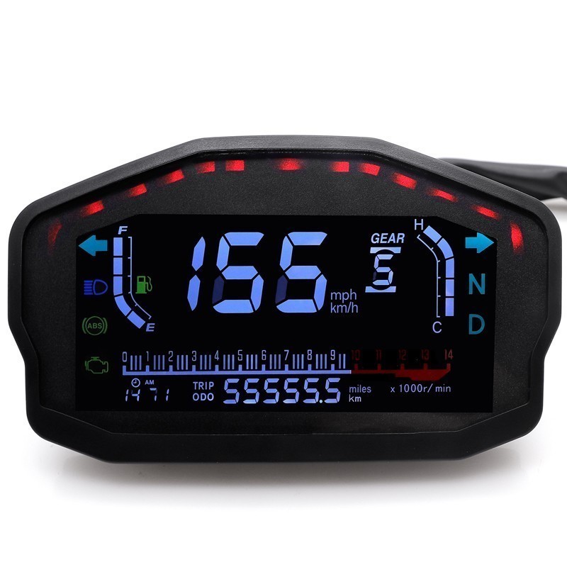 LCD Digital Motorcycle Odometer Speedometer Tachometer KM/H MPH Gauge Universal