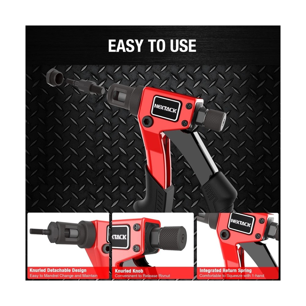 NEXTACK Rivet Nut Tool Kit with Step Drill Bit & 80 Nutserts for Tight Space,...