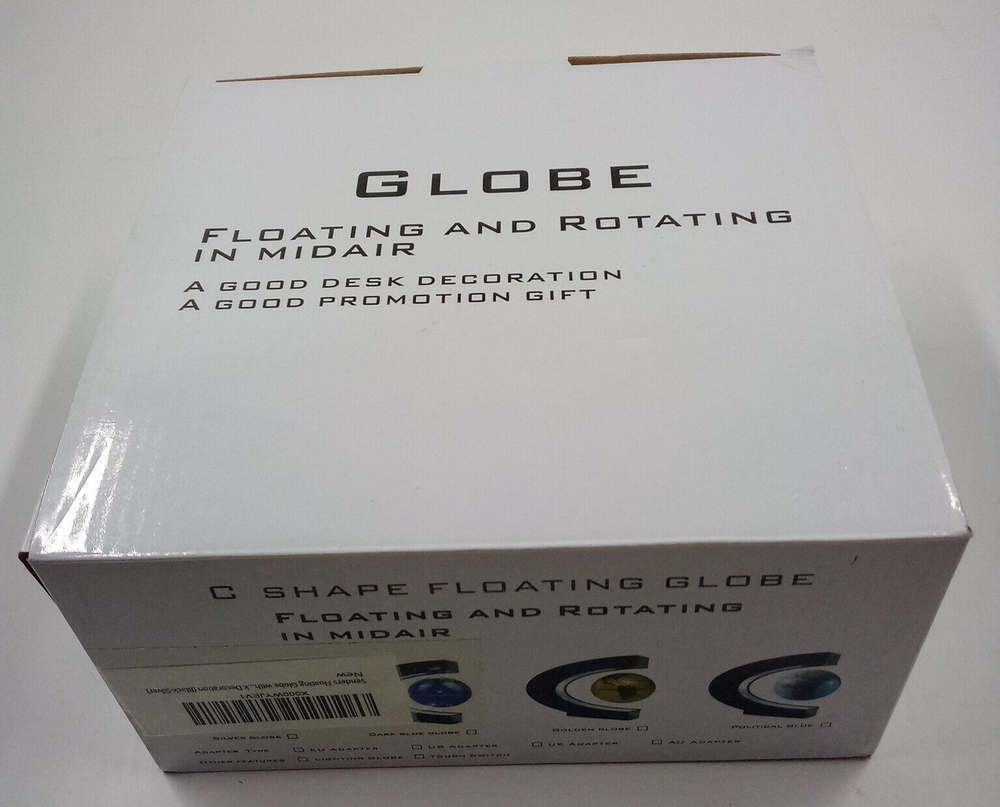 Globe Magnetically Floating in Midair Colorfully Lighted Black & Silver Globe