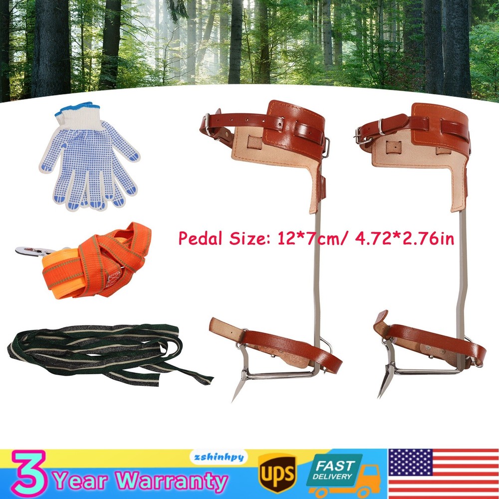 Adjustable Tree Climbing Spike Set Pole Climbing Spurs Tool Climber Strap Gaffs