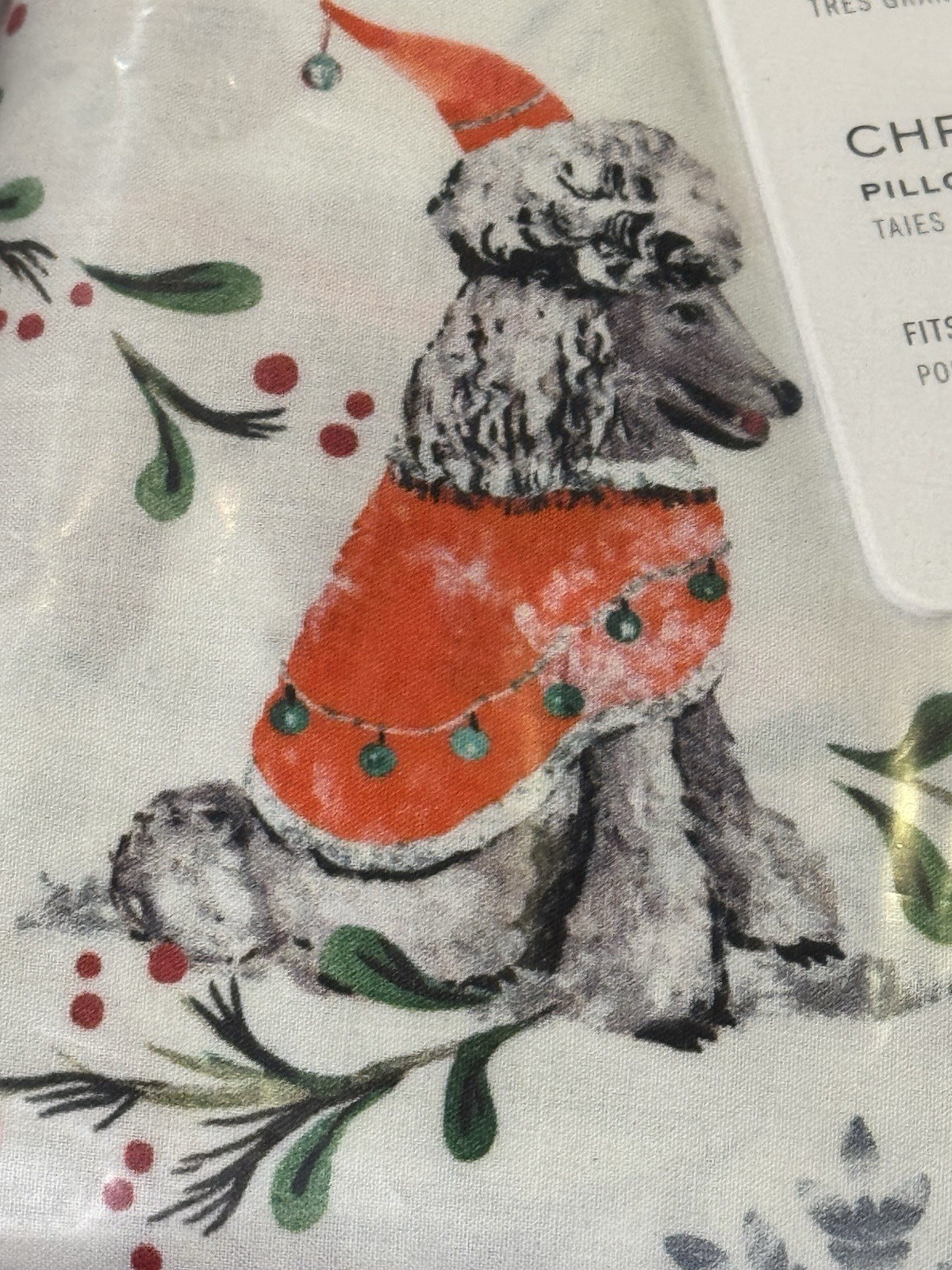 Pottery Barn Christmas Dog Printed Pillowcases, Multi, King, Set of 2