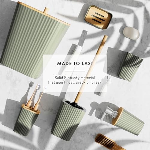 Bathroom Set - Bathroom Accessories Set, 6PC Bathroom Complete Set Sage Green