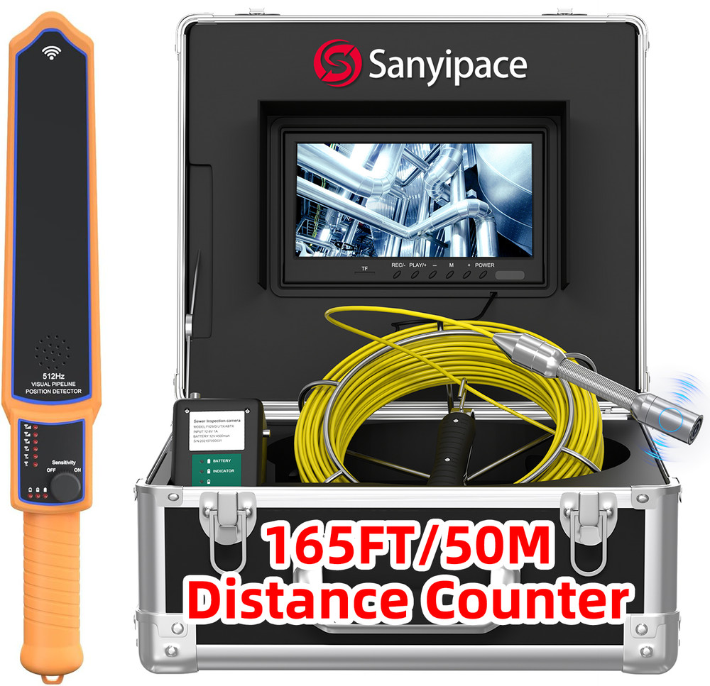 9" Color Screen Sewer Camera 165FT Drain Pipe Borescope w/ 512Hz Transmitter