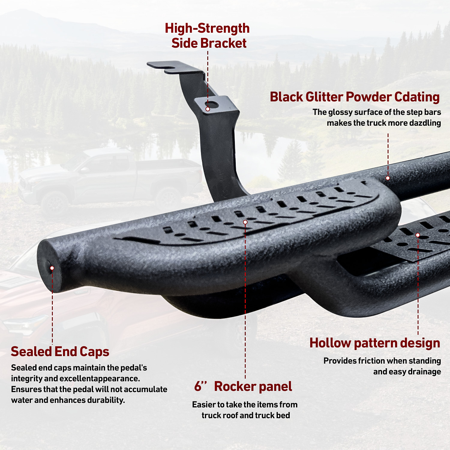 Vijay For 2022-2026 Toyota Tundra Crewmax Cab Running Board & Step Bar Nerf bar