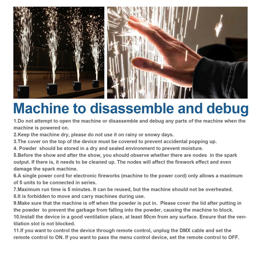 4PCS 700W Large Cold Spark Firework Machine Stage Effect DMX Machine Disco+Case