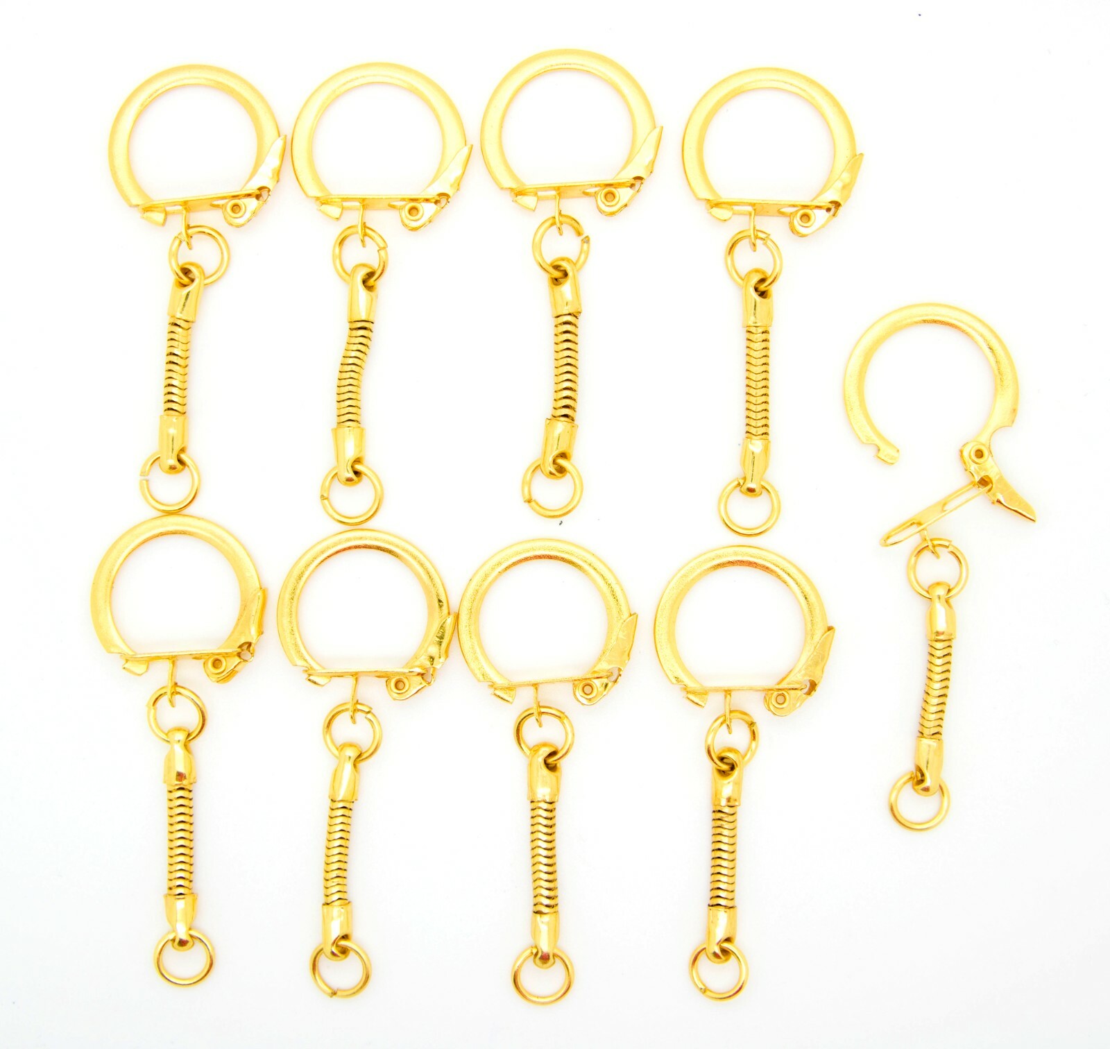 Lot of 25 KEY CHAINS ~ GOLD SNAKE CHAIN w/ SNAP END + JUMP RING ~ Craft Findings