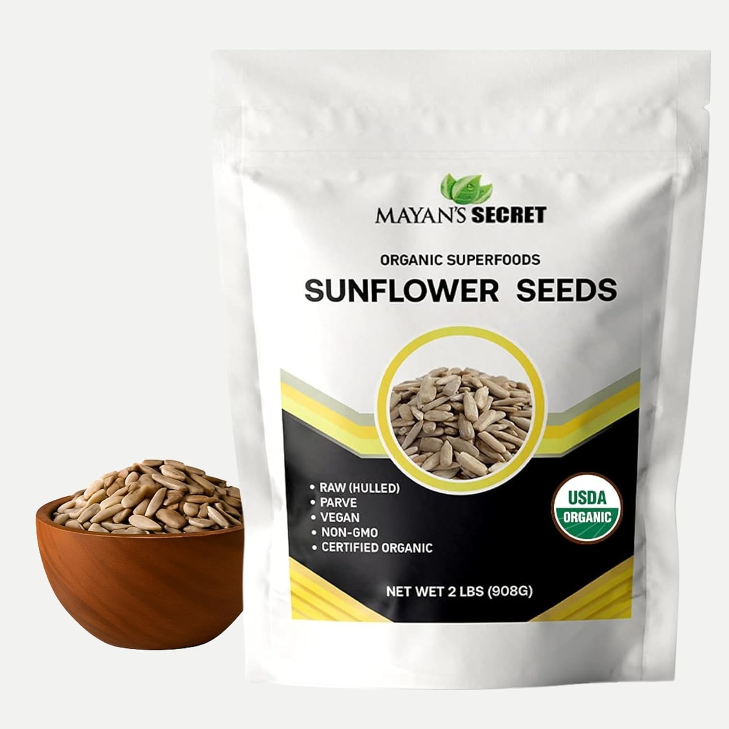 Organic Sunflower Seeds Raw Hulled USDA Certified Non-GMO Vegan 2 lb