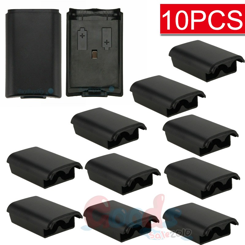 10 Black AA Battery Back Shell Case Cover Pack For Xbox 360 Wireless Controller