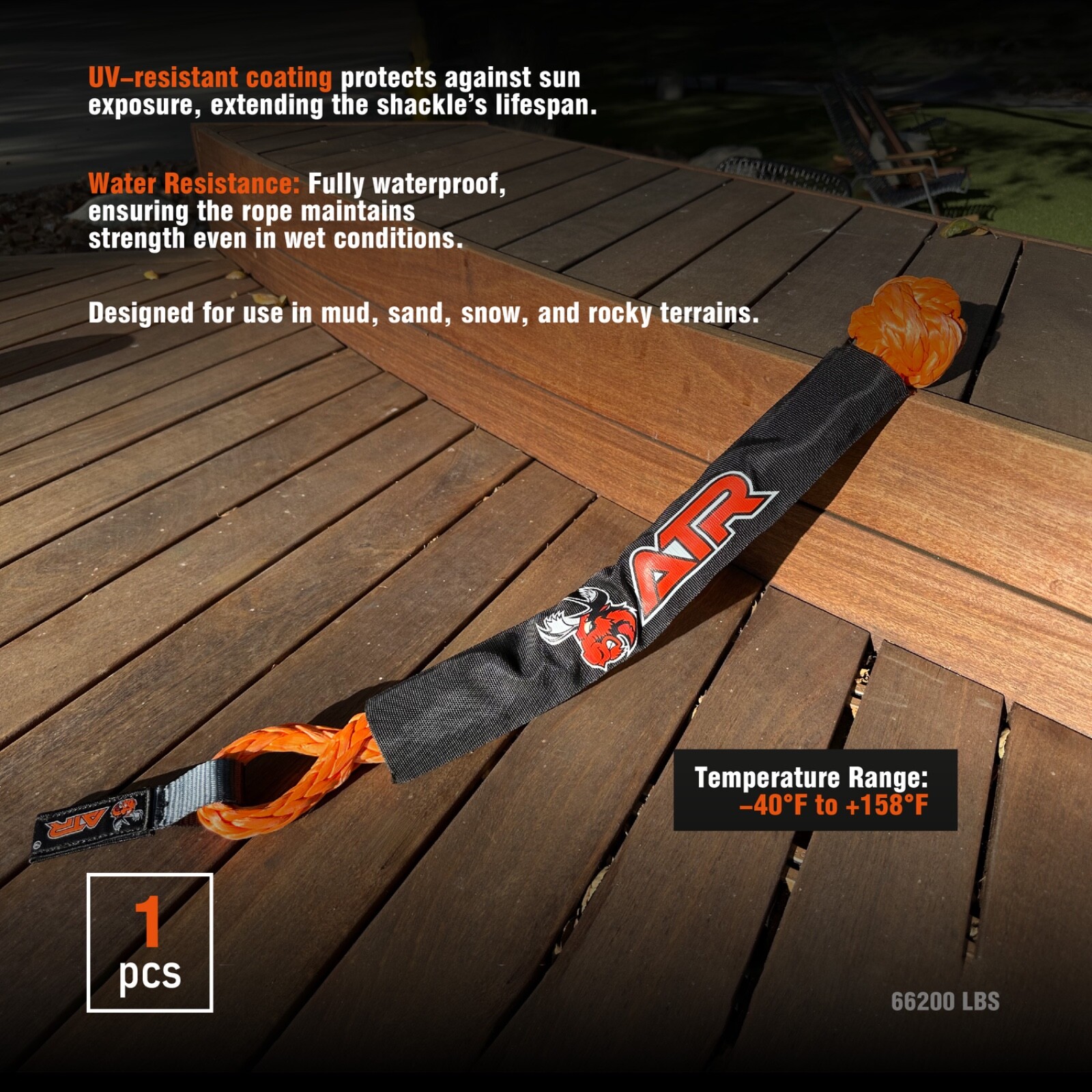 ATR Soft Shackle 66,200LB – 3/4” x 24” Heavy Duty Winch Recovery Rope 4x4 Towing