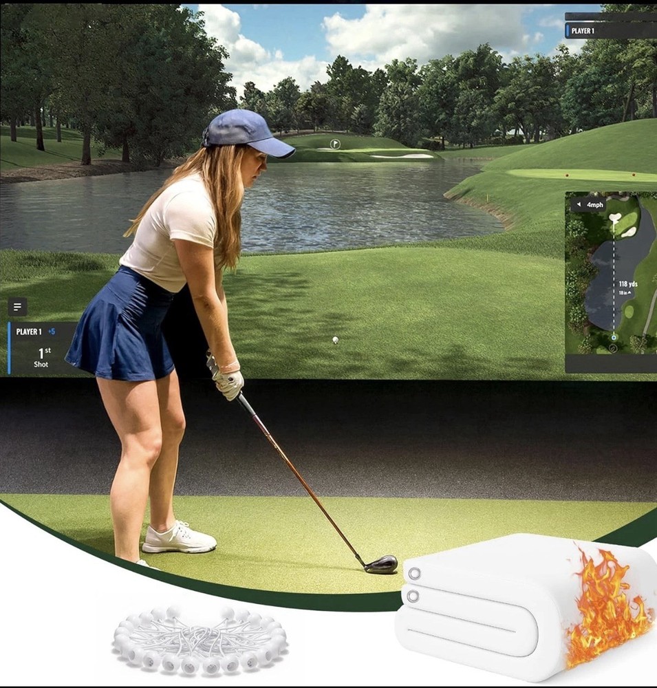 Fireproof Golf Simulator Impact Screen, 3D Air Mesh Impact Screen for Golf Train