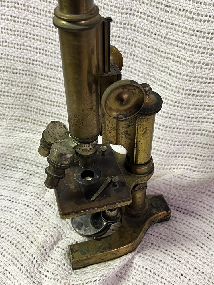 Antique Bausch & Lomb Early Microscope Solid Brass !!LOOK!!