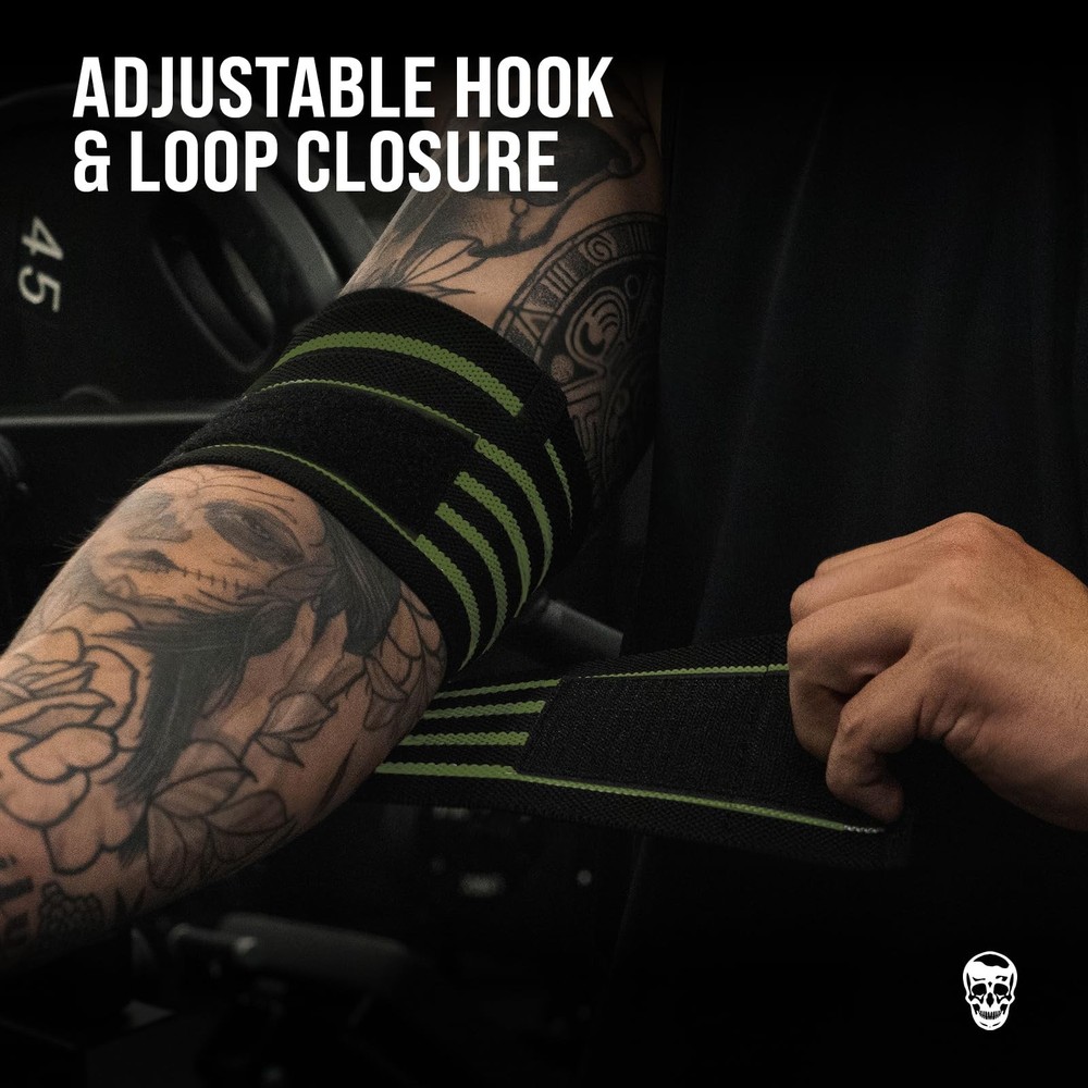 Weightlifting Elbow Wraps (1 Pair) - Flexible 40'' Elbow Compression Strap & ...