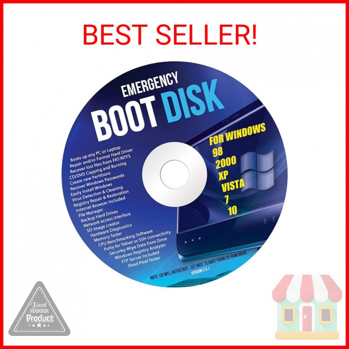 Ralix Windows Emergency Boot Disk - For Windows 98, 2000, XP, Vista, 7, 10 PC Re
