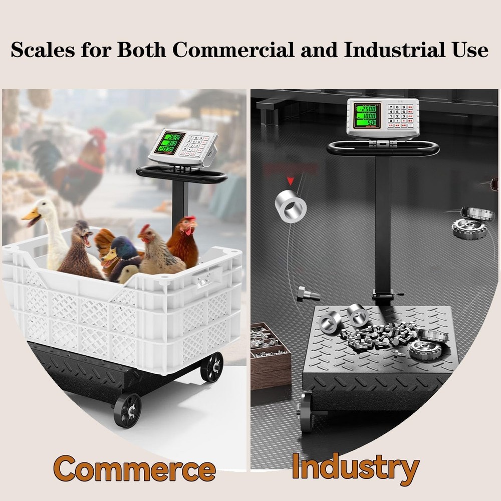 660lb Industrial Floor Platform Scale with Wheels Computing Digital Scale wit...