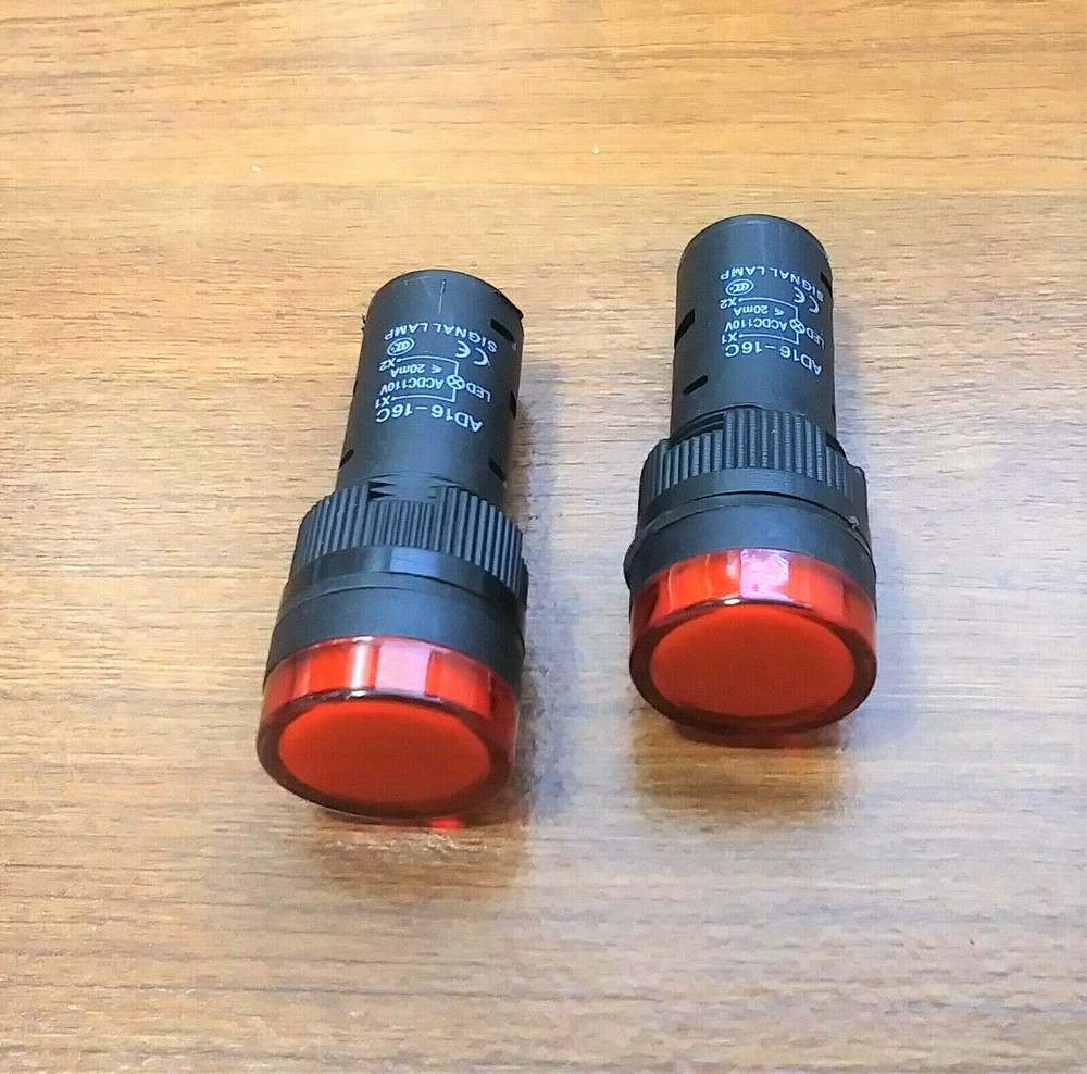 2 Large BBT 110 volt Industrial Grade Red LED Pilot Lights