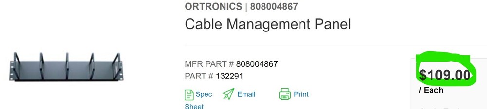 (2) ORTRONICS OR-808004867 CABLE MANAGEMENT PANEL 5 RINGS BLACK NEW