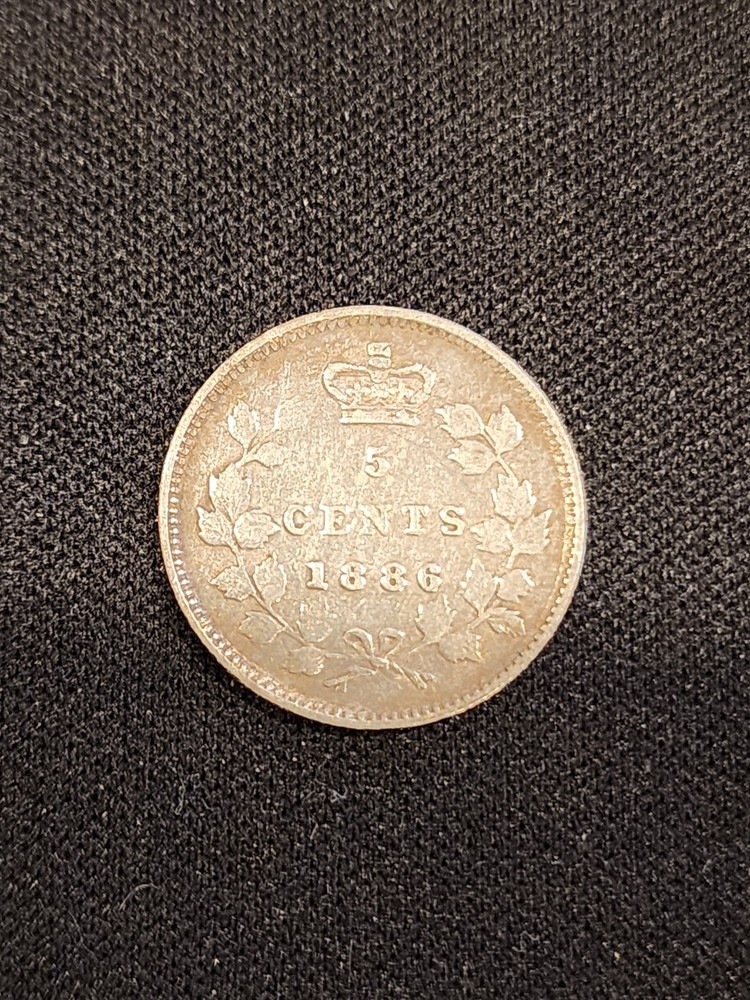 1886 Canada 5 Cents Large 6 Silver Coin