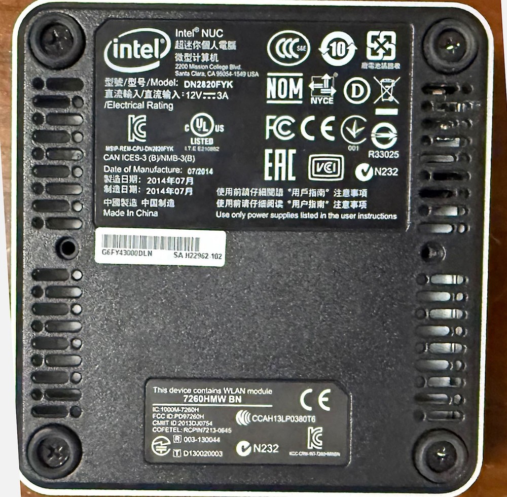 Intel NUC DN2820FYK True Intel NUC!