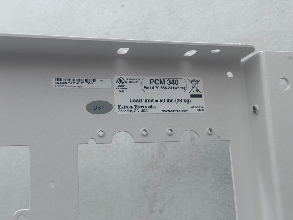 Extron PCM 340 70-656-23 Projector Drop Ceiling Mount w/ Adjustable Pole White