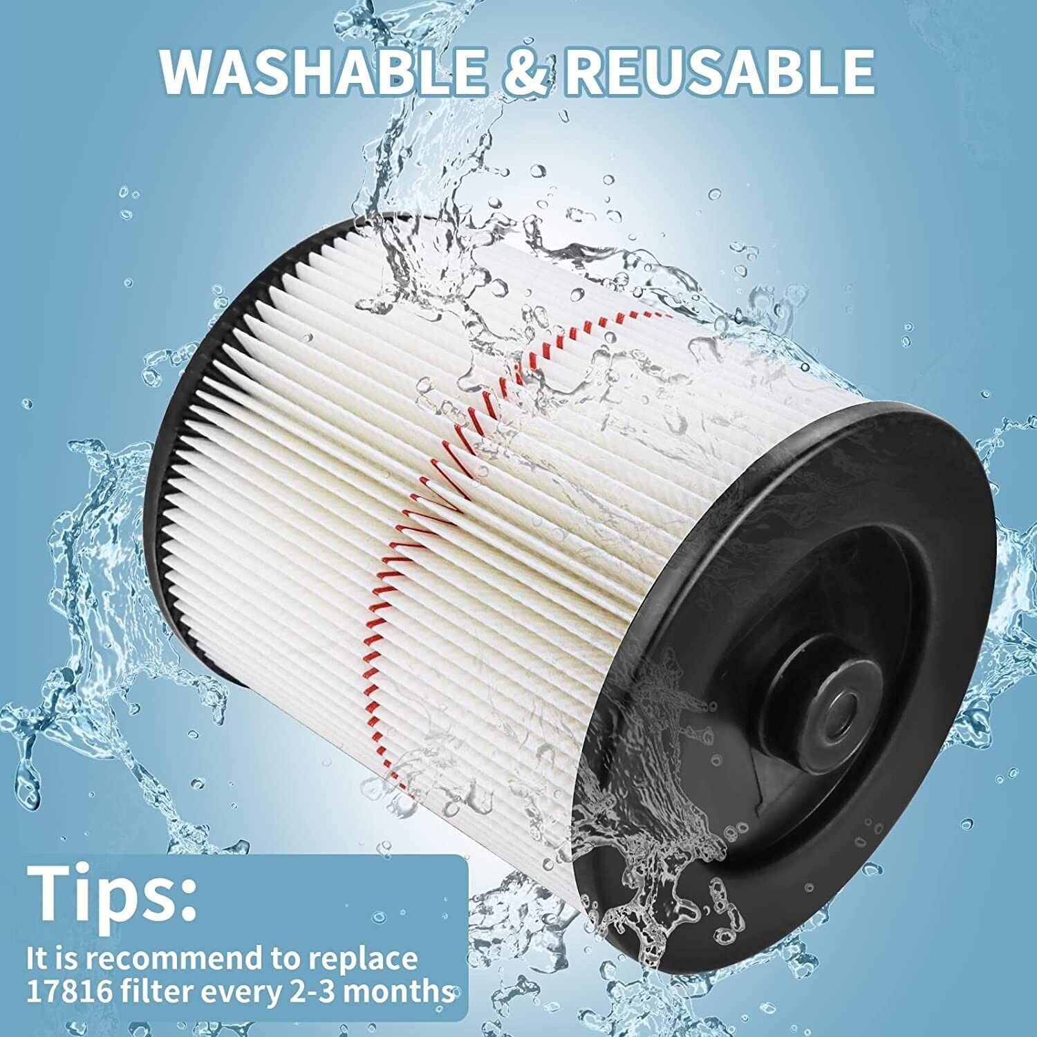 Replacement Shop Vac Filter for Sears Craftsman 5+ 6 8 12 16 gallon Wet Dry Vac