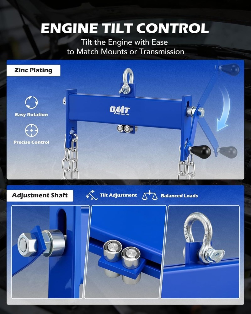 Heavy-Duty 4000 lb Engine Load Leveler with Adjustable Chains & Smooth Control