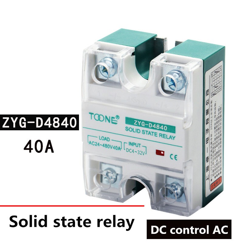 ZYG-D4840 Single-Phase Solid State Relay DC4-32V DC-AC AC24-480V 40A SSR-40DA