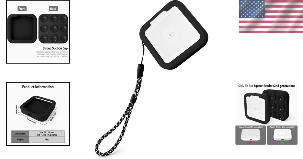 Protective Soft Silicone Case for Square Reader with Strap - All-Round Safety