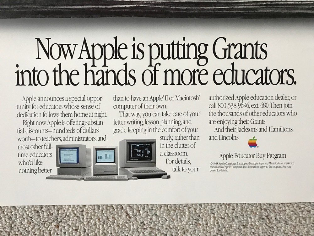 RARE UNUSUAL Apple Computer POSTER _ with Apple II & Macintosh __ in SAME poster