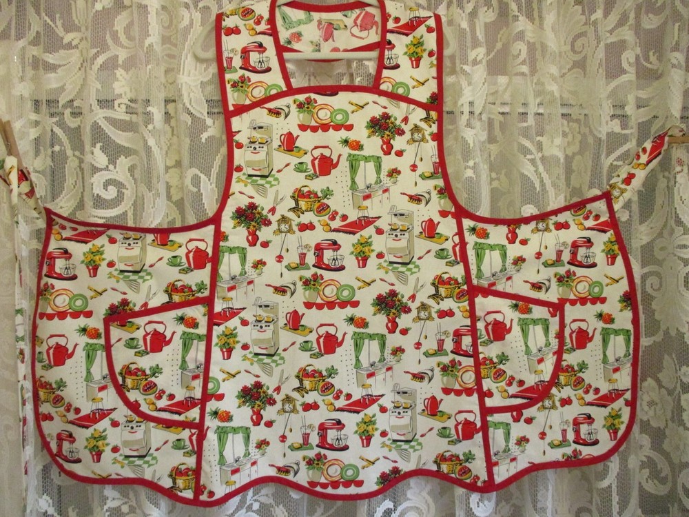 HANDMADE BIB APRON     FIFTIES KITCHEN