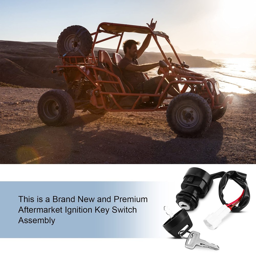 Motorcycle Ignition Switch with 2 Matching Keys 2 Wire Ignition Switch Univer...