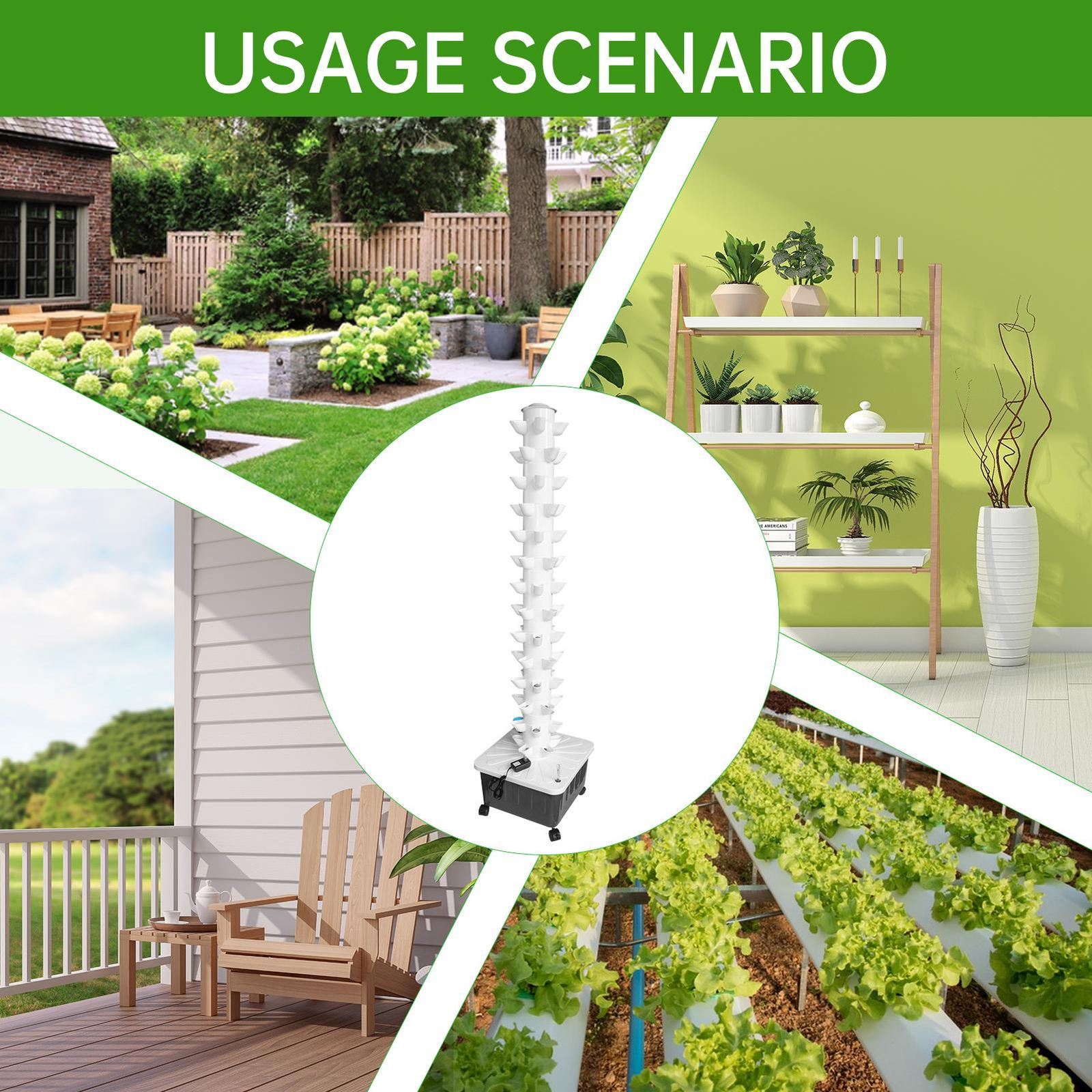 Vertical 70-Pots Hydroponics Tower Set Hydroponic Growing System Home Gardening