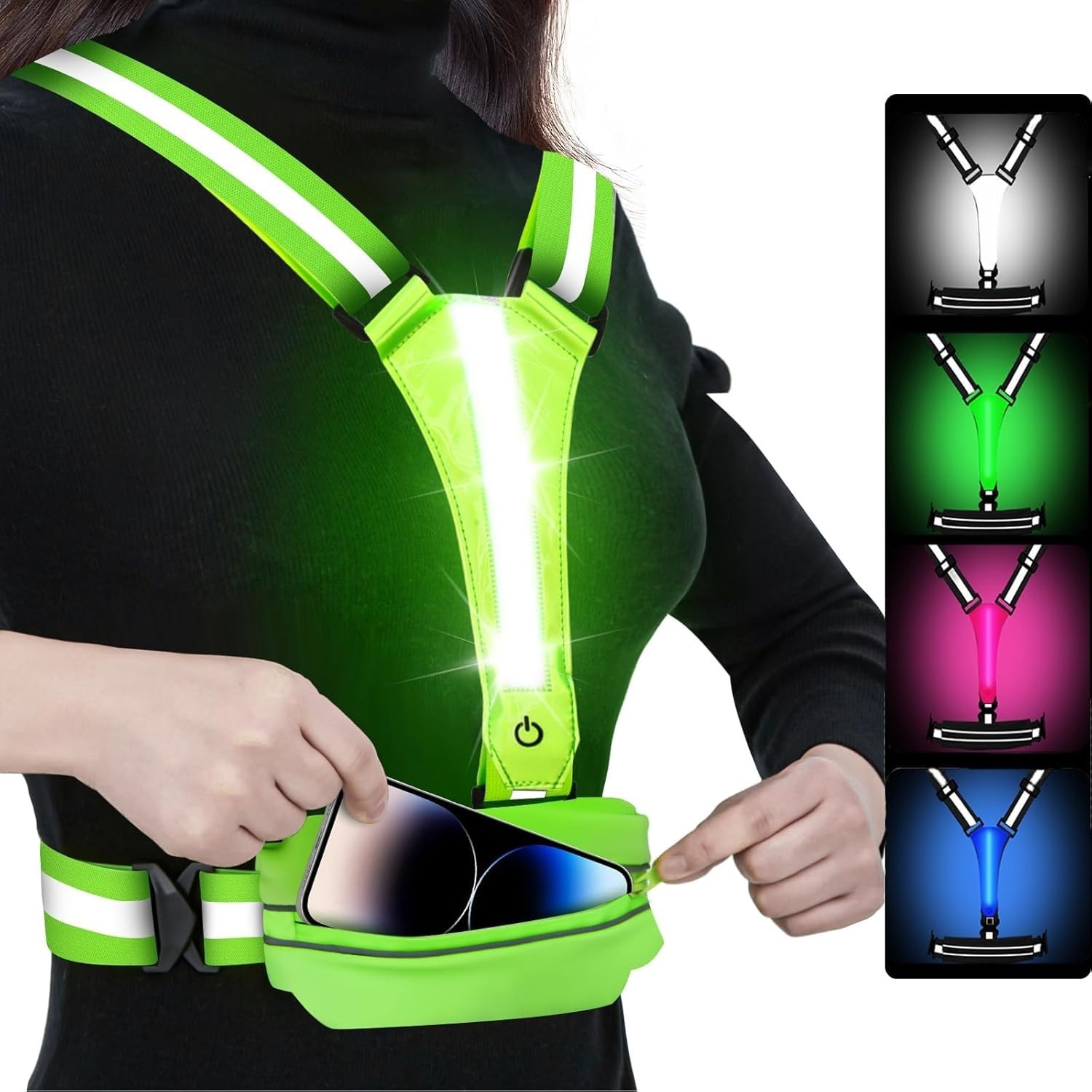 LED Reflective Light Up Safety Vest for Running Cycling Walking Night Gear...
