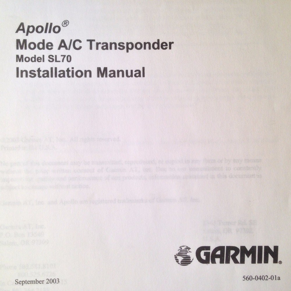 UPS Apollo SL70 install manual