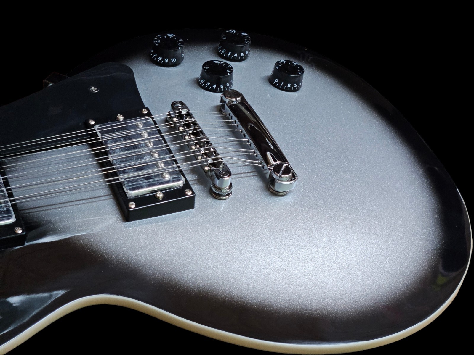 NEW 12 STRING ADAM JONES LP STYLE SILVER BURST SOLID MAHOGANY ELECTRIC GUITAR