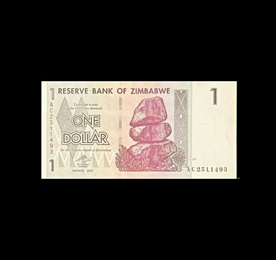 One Dollar Zimbabwe aUNC Banknote (2007) - 1 pc