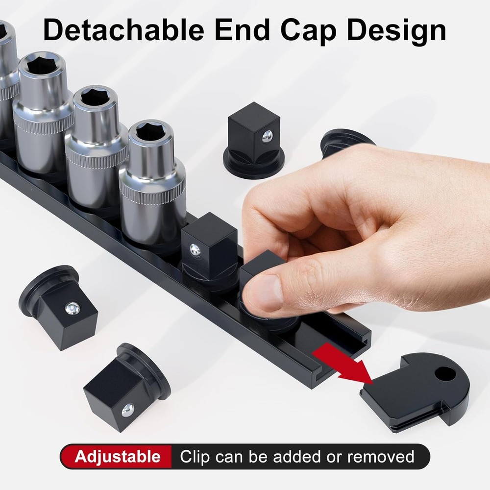 3PCS 360° Socket Organizer Twist Lock,3/8 1/4 1/2 Socket Storage Rails