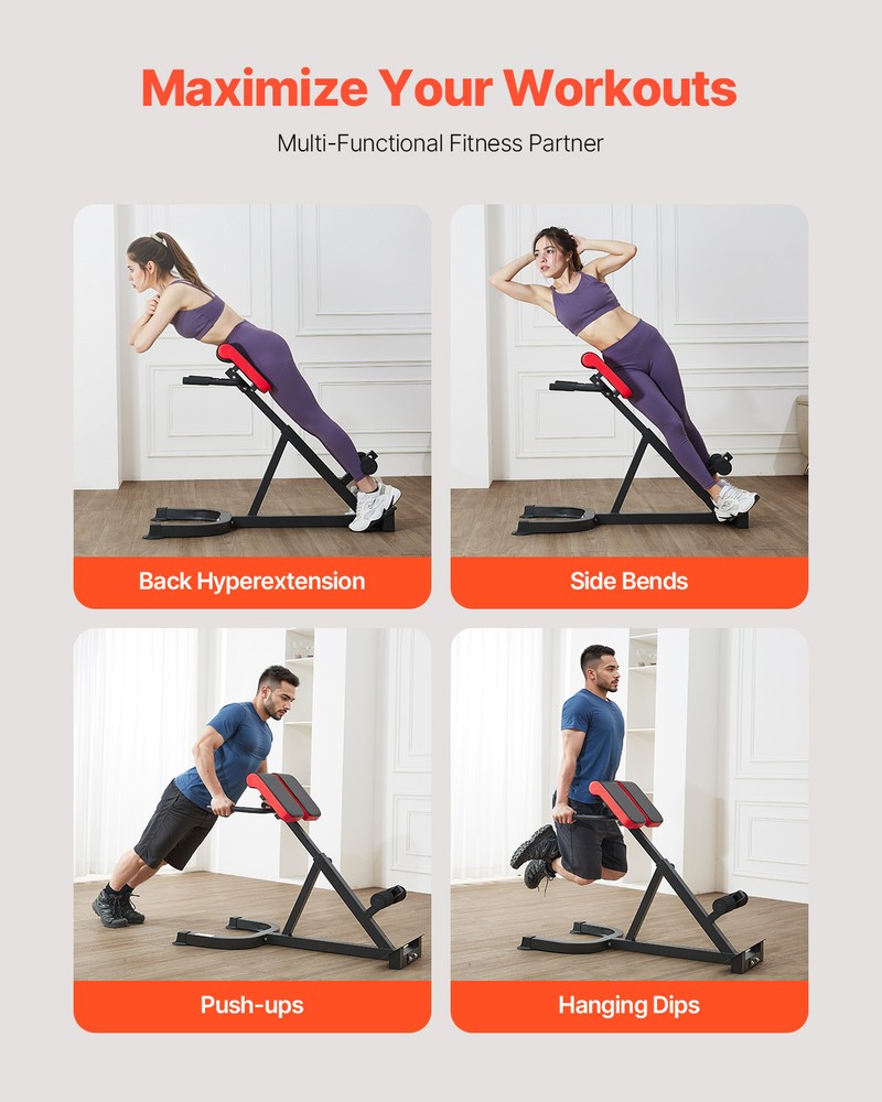 VEVOR Roman Chair Back Extension Hyperextension Bench Multi-Function Adjustable