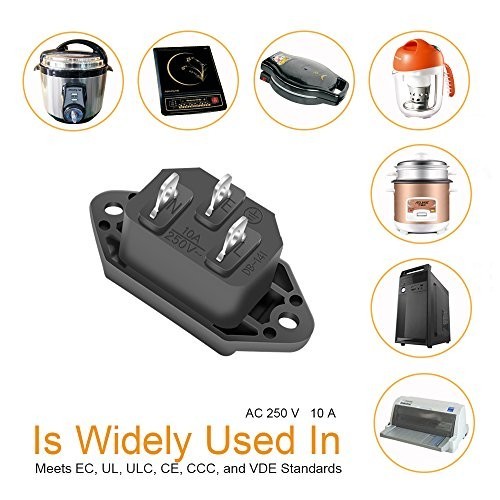 10 Pack AC 250V 10A IEC 320 C14 Panel Mount Plug Adapter Power Connector Socket