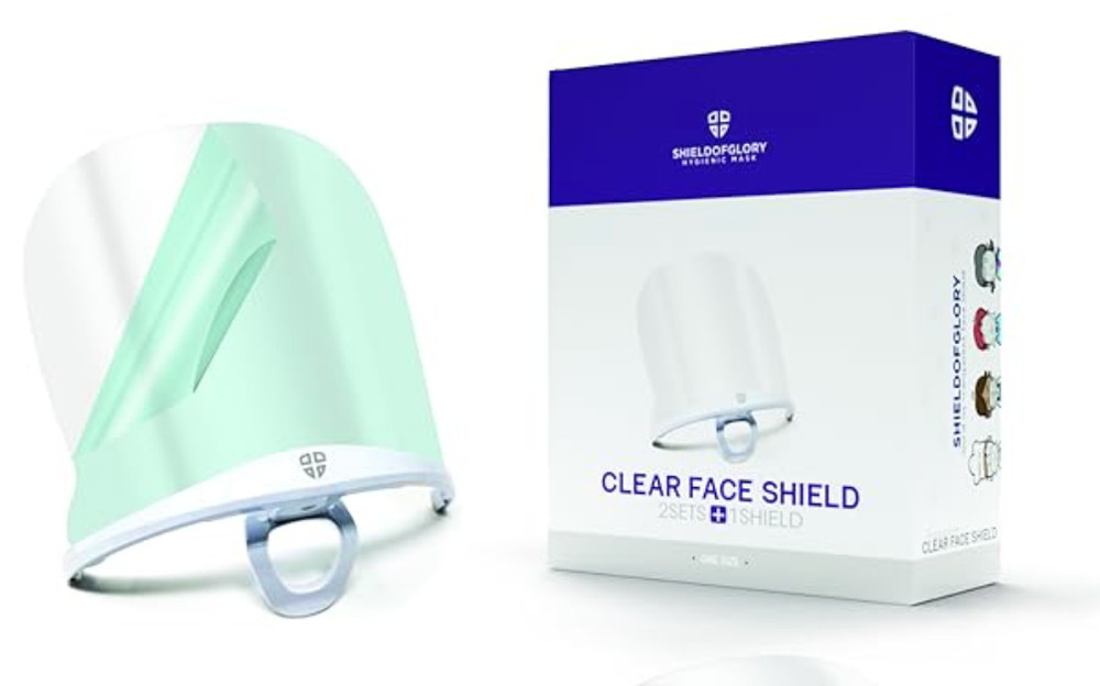 SHIELDOFGLORY Clear Reusable FACE SHIELD (2 Frames & 3 Shields - 6" Tall)