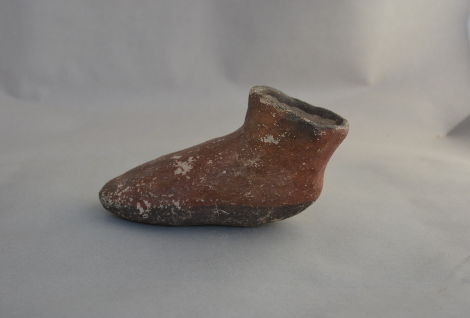 Rare Large Old Zuni Single Moccasin Pottery Shoe - 6" long - Circa. pre 1900